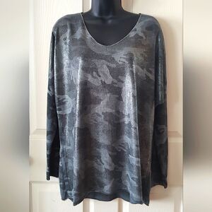 D-STYLE Women's Gray Camouflage Tunic With a Metallic Sheen Size S/M   Italy